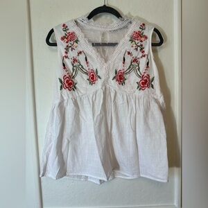 Rebellious Rose Lace Trim Top